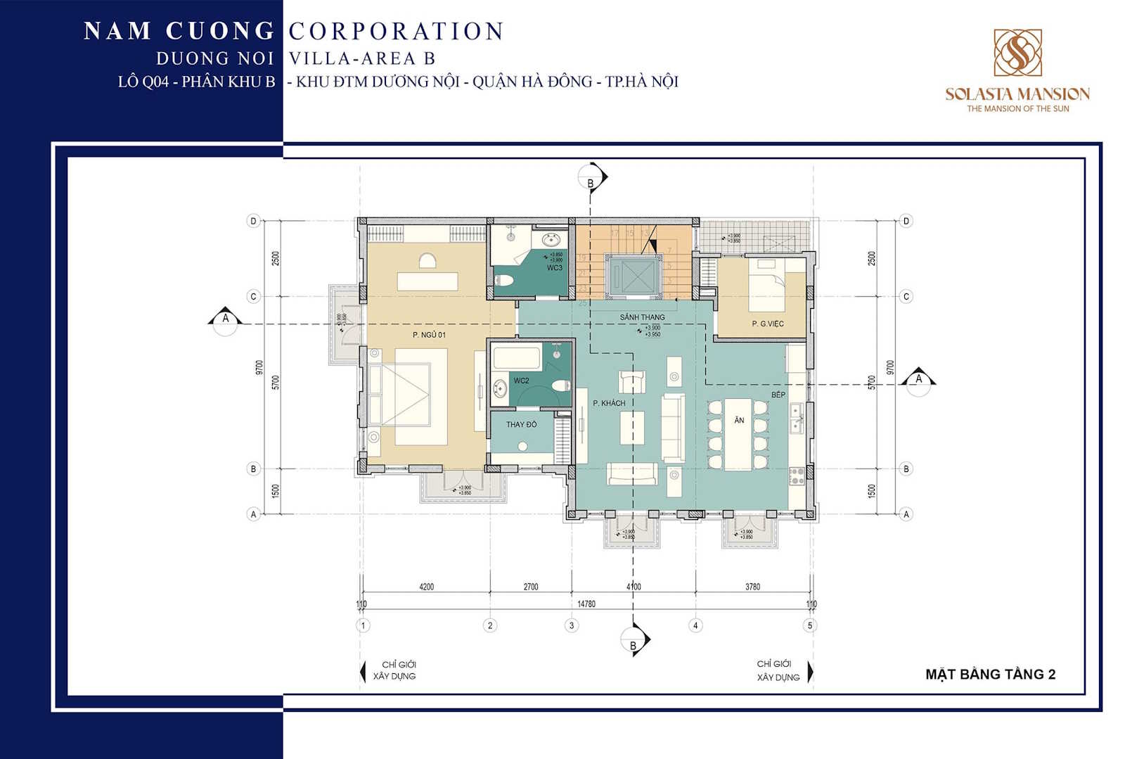 Mặt bằng biệt thự tầng 2 Solasta Mansion Dương Nội