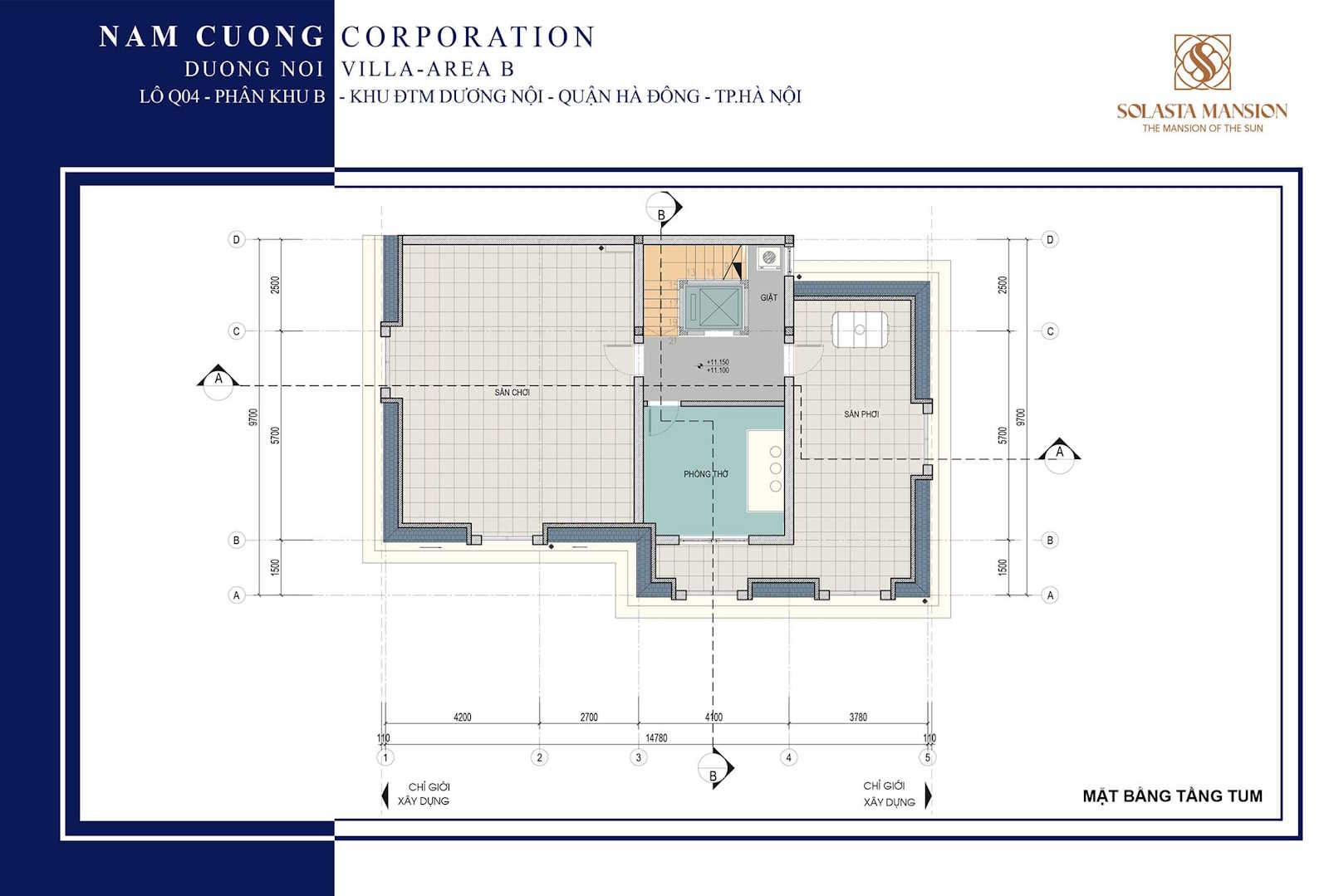 Mặt bằng tầng tum Solasta Mansion Dương Nội