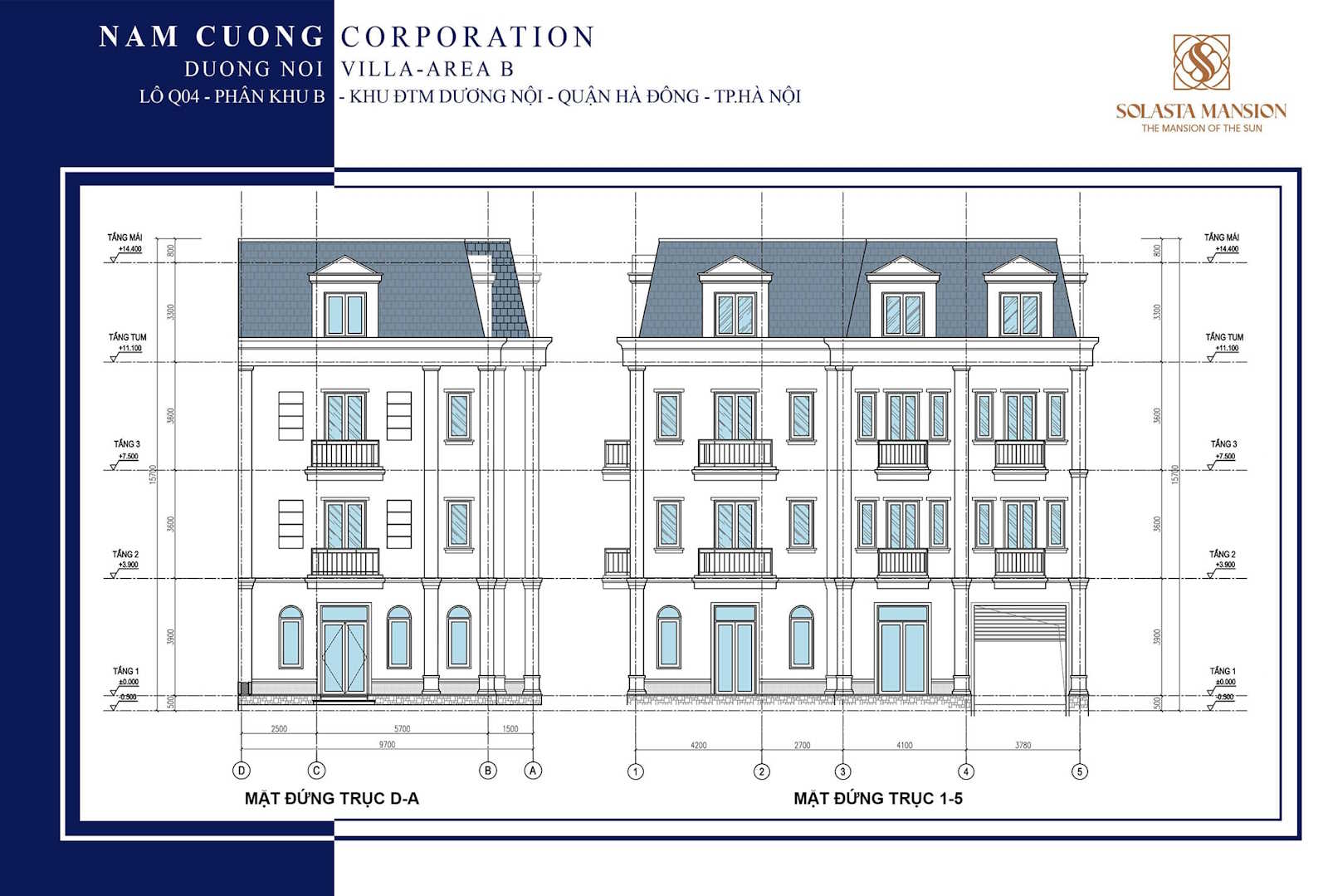 Mặt trục đứng biệt thự Solasta Mansion Dương Nội