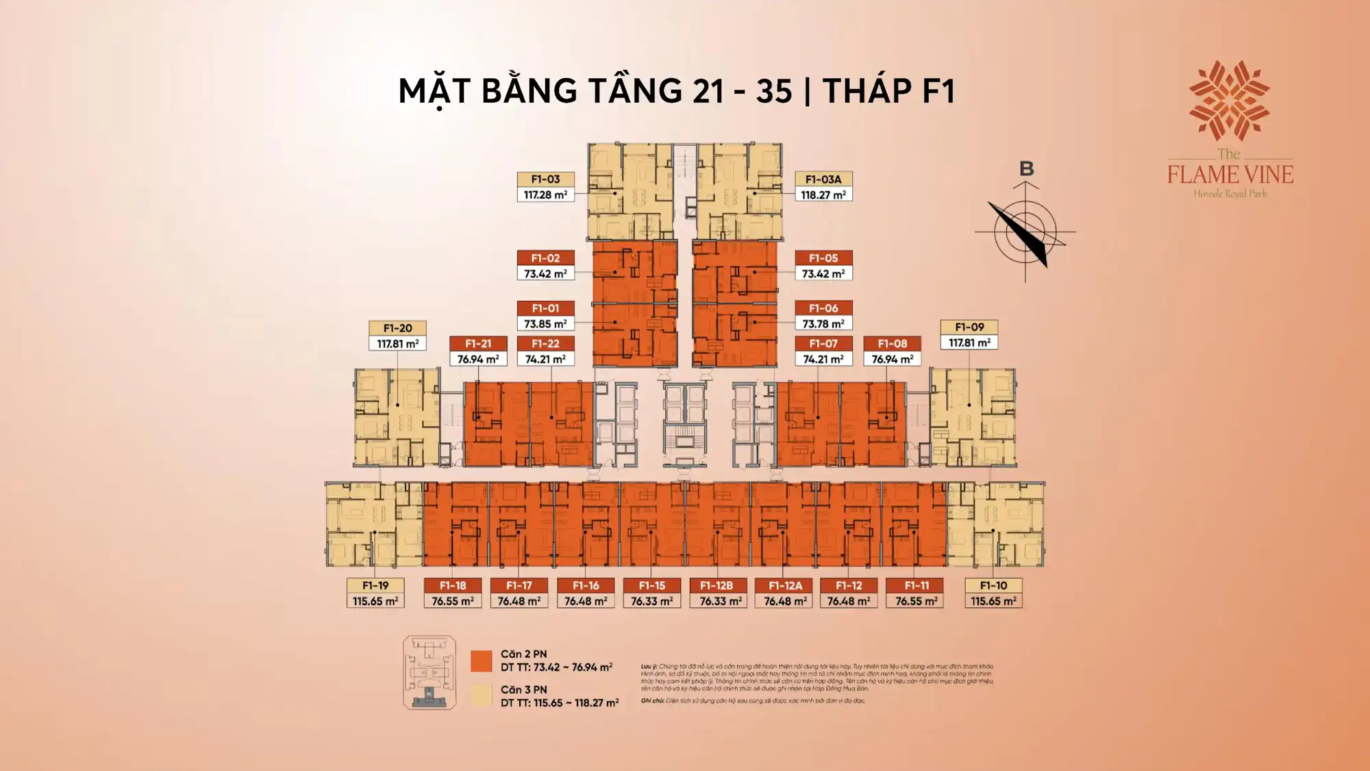 Mặt bằng tầng 21-35 tháp F1 The Flame Vine