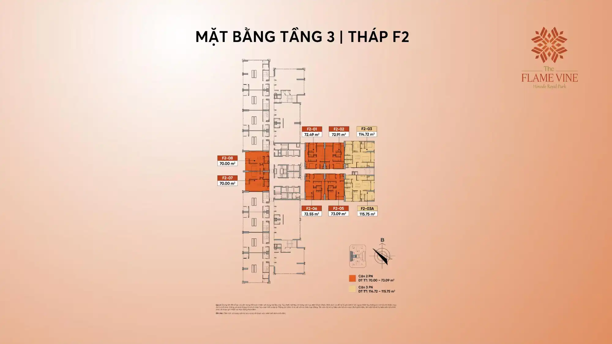 Mặt bằng tầng 3 tháp F2 The Flame Vine