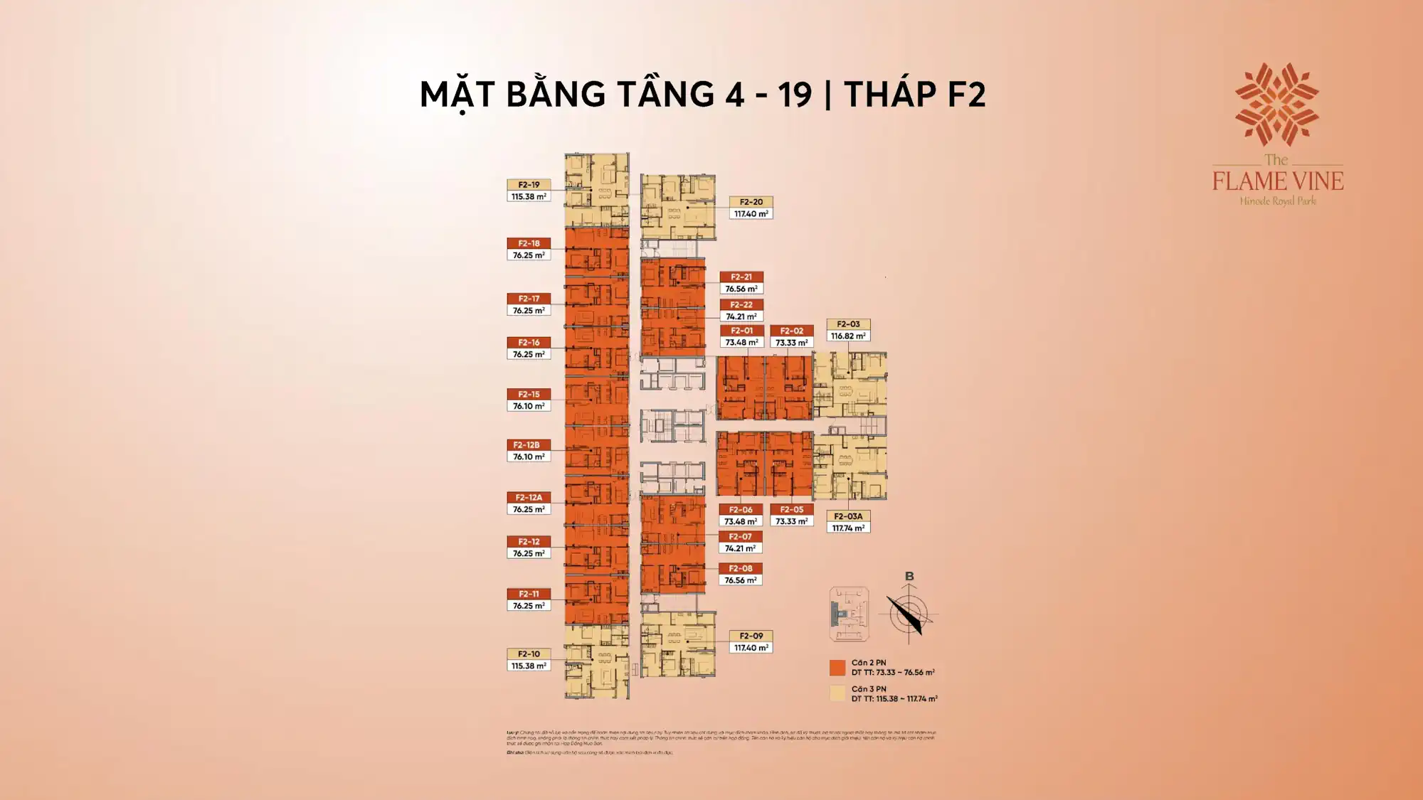 Mặt bằng tầng điển hình 4-19 tháp F2 The Flame Vine