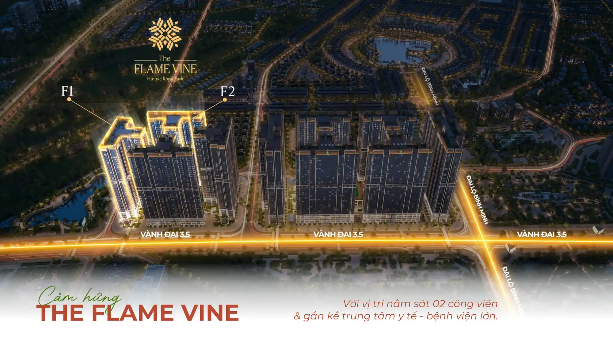 Vị trí dự án The Flame Vine tiếp giáp Vành đai 3.5 và Metro số 7