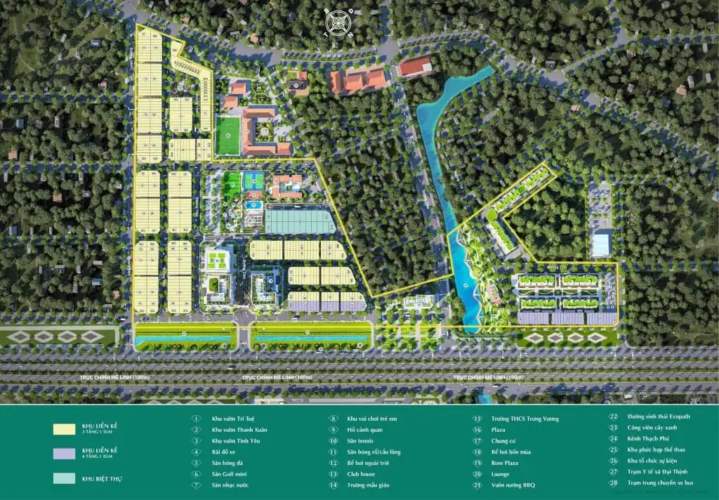 Mặt bằng tổng thể CEOHomes Hana Garden City với khu liền kề biệt thự chung cư hồ cảnh quan và tiện ích nội khu