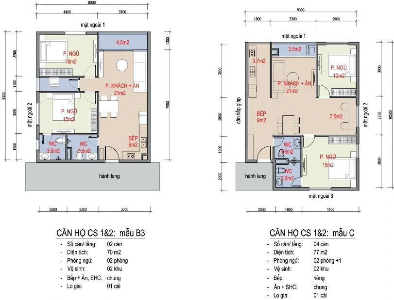 Thiết kế căn hộ 2 phòng ngủ góc IA25 Ciputra mẫu B3 C
