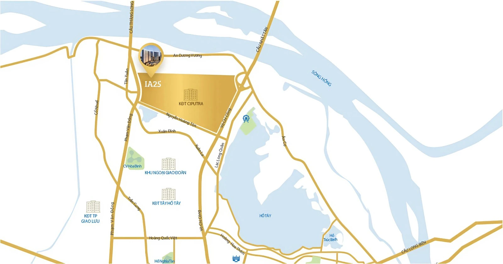 Vị trí IA25 Ciputra tại KĐT Nam Thăng Long