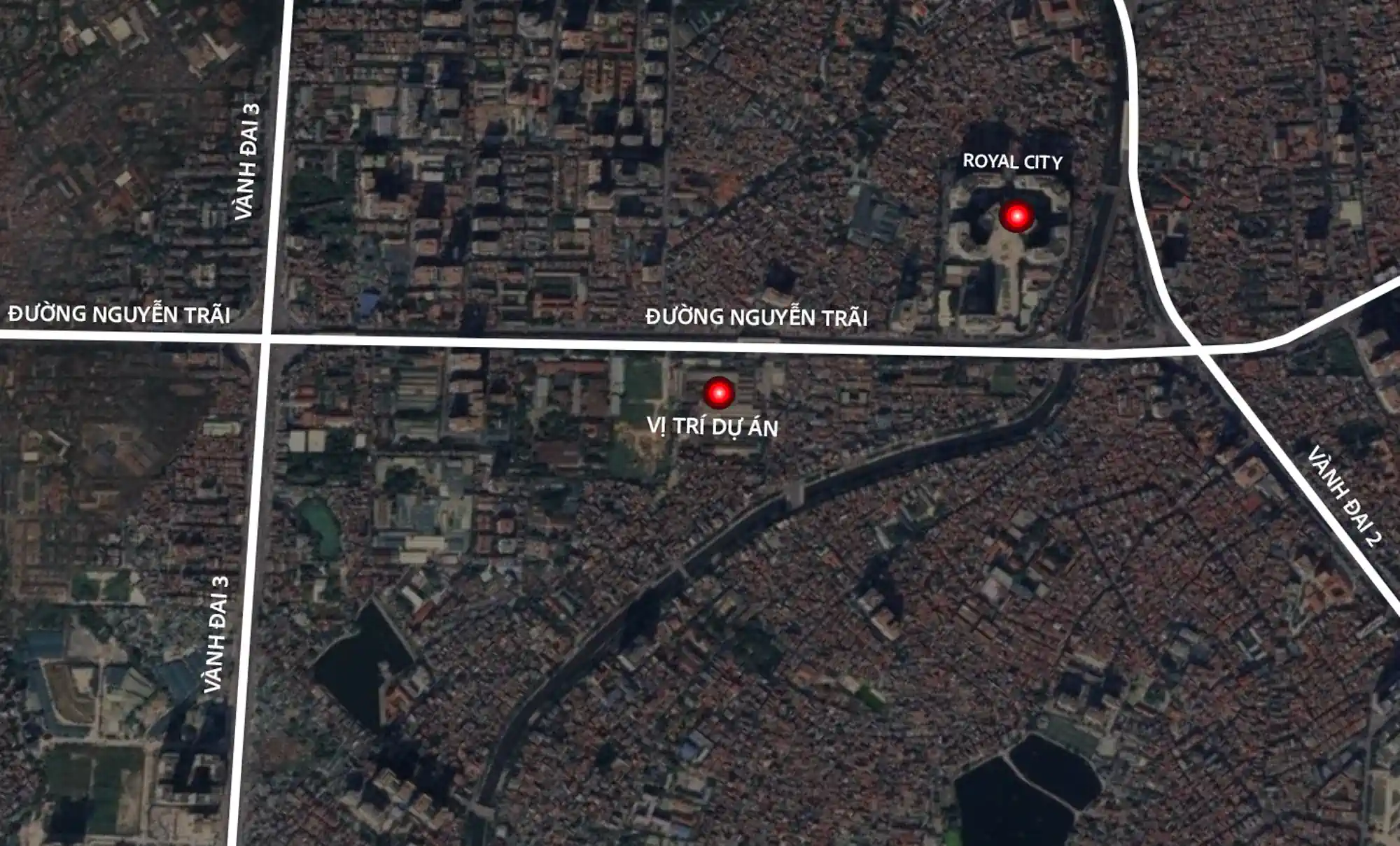 Vị trí trên vệ tinh của dự án Hanoi Seasons Garden - Nguyễn Trãi